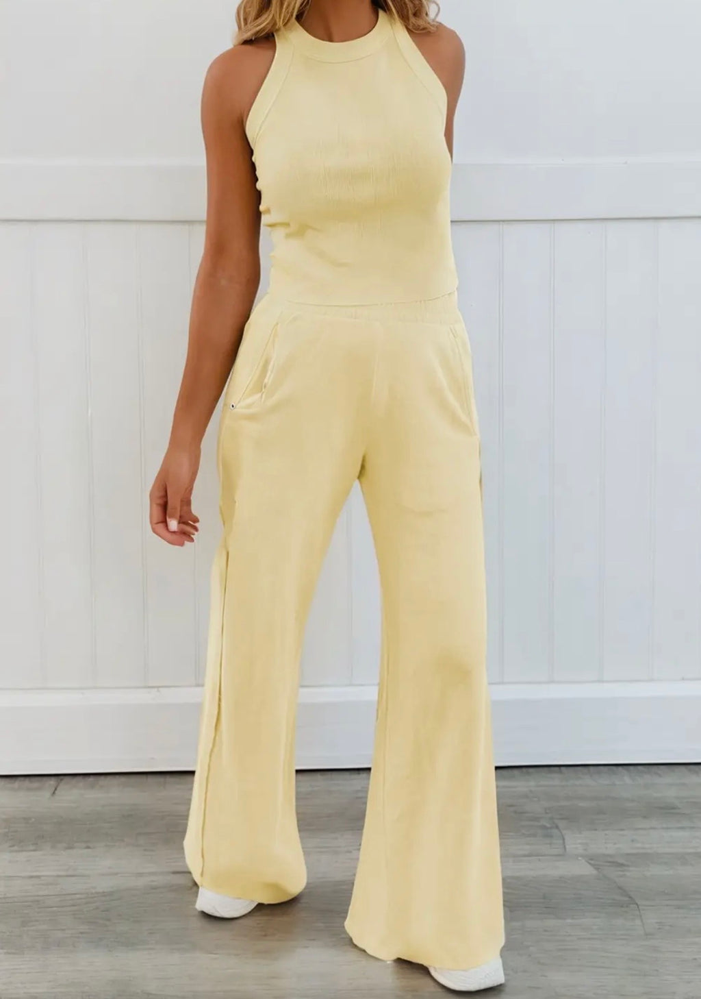 Las Ribbed Tank Top & Sweatpants set