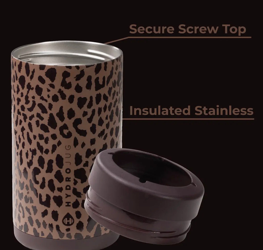 Brown Leopard Hydro Jug 16oz Can Cooler