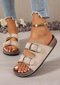 Las Embroidered Retro Buckle Slippers