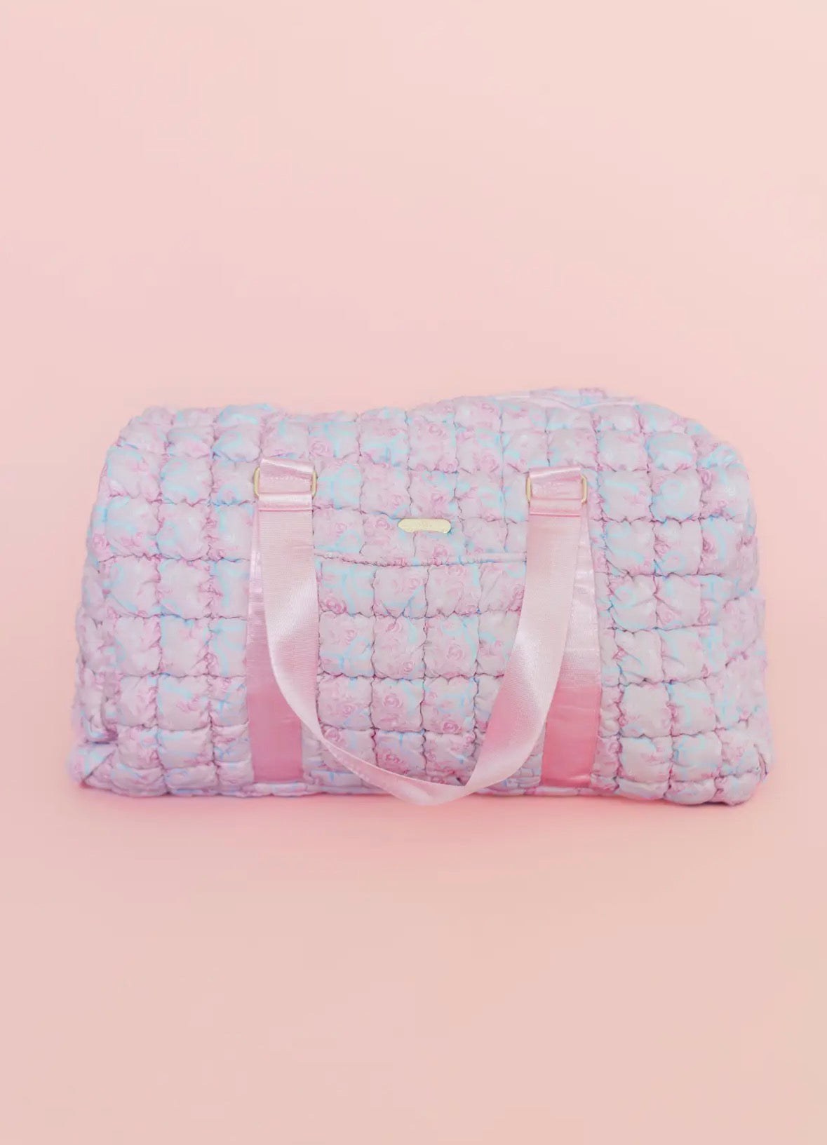 Watercolor Floral Bow Quilted Duffle Bag