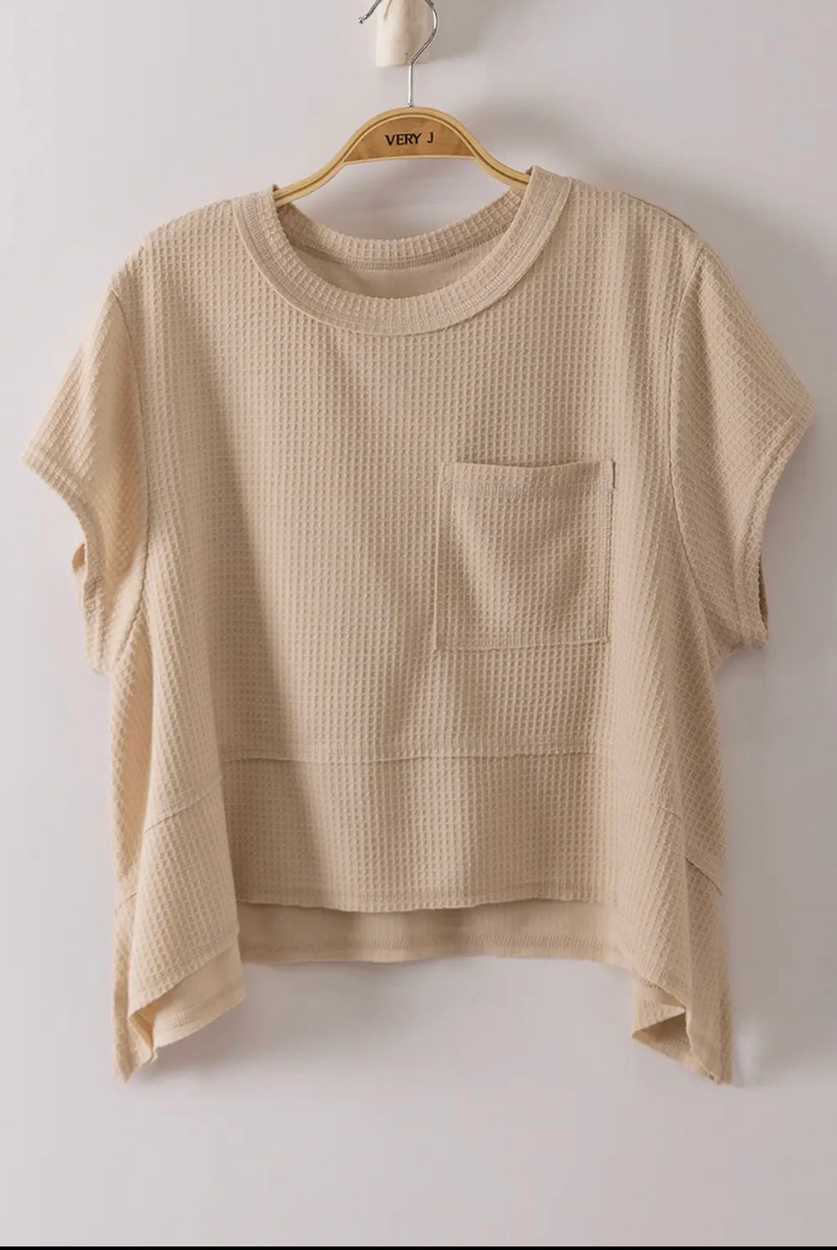 Flared Hem Waffle Knit Top