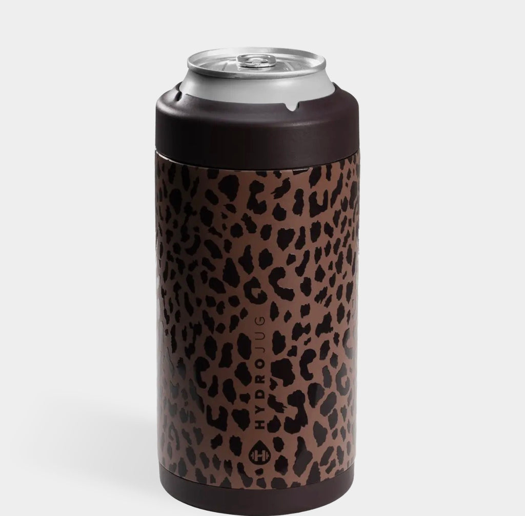 Brown Leopard Hydro Jug 16oz Can Cooler