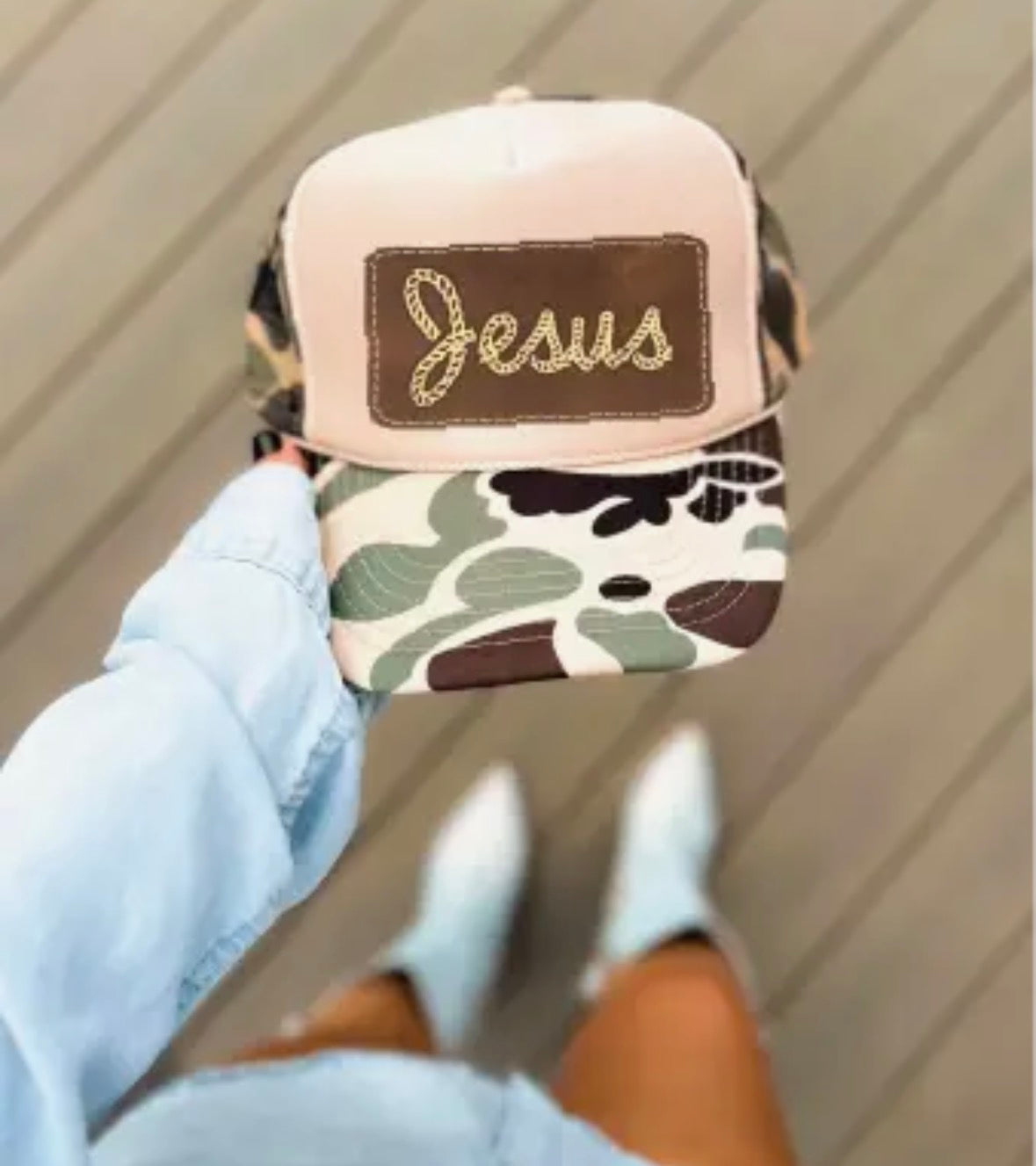 Jesus Faux Leather Patch Hat