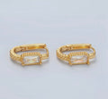24k Gold Filled 18mm Baguette Dotted Oblong Earrings