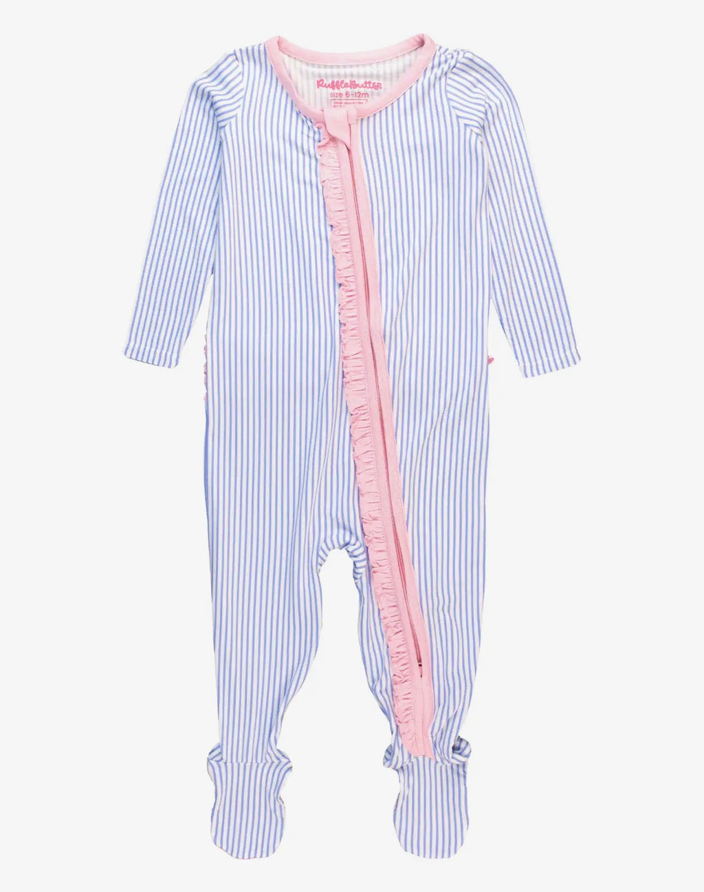 Baby Girl Bamboo Stripped Footed Ruffle Zippy