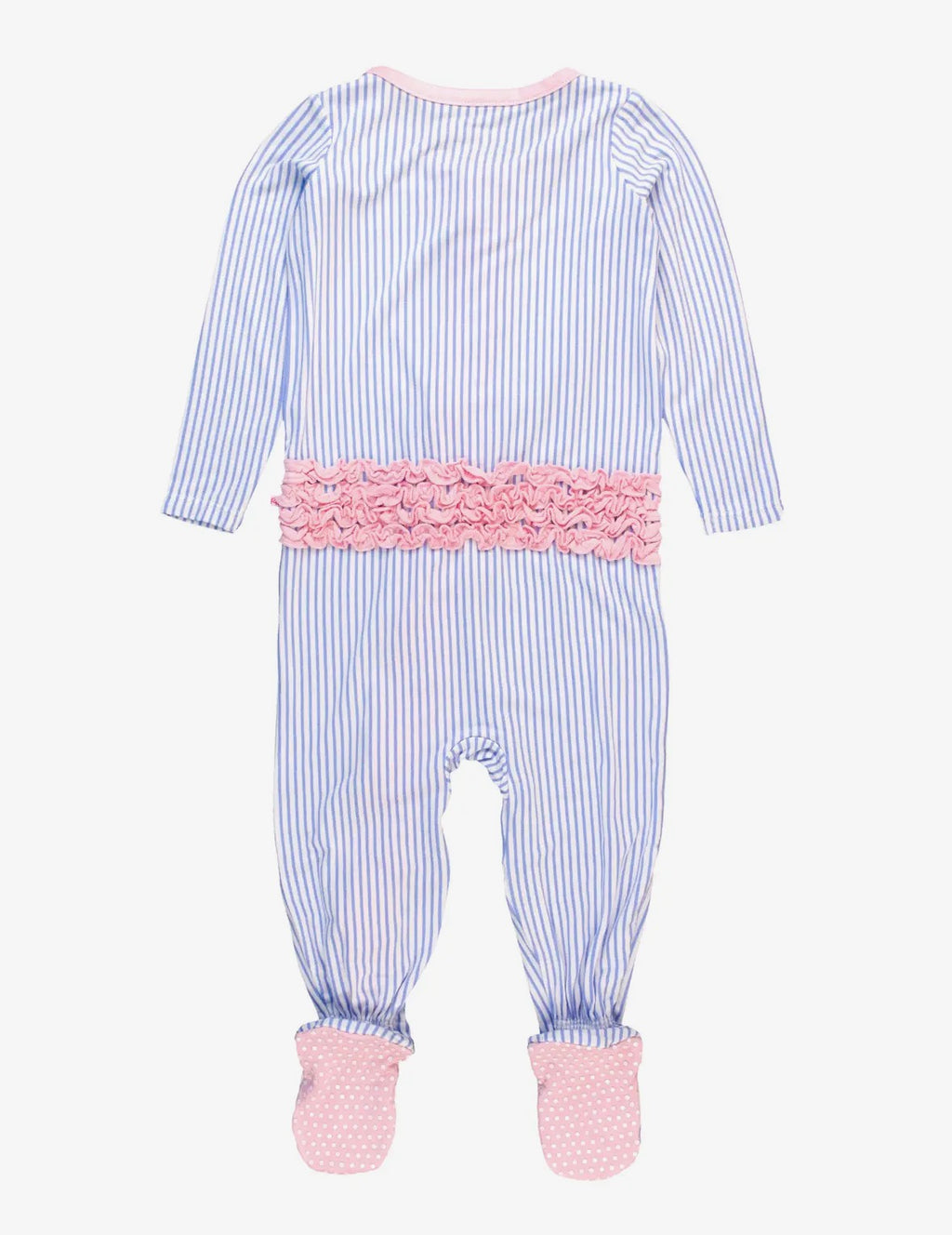 Baby Girl Bamboo Stripped Footed Ruffle Zippy
