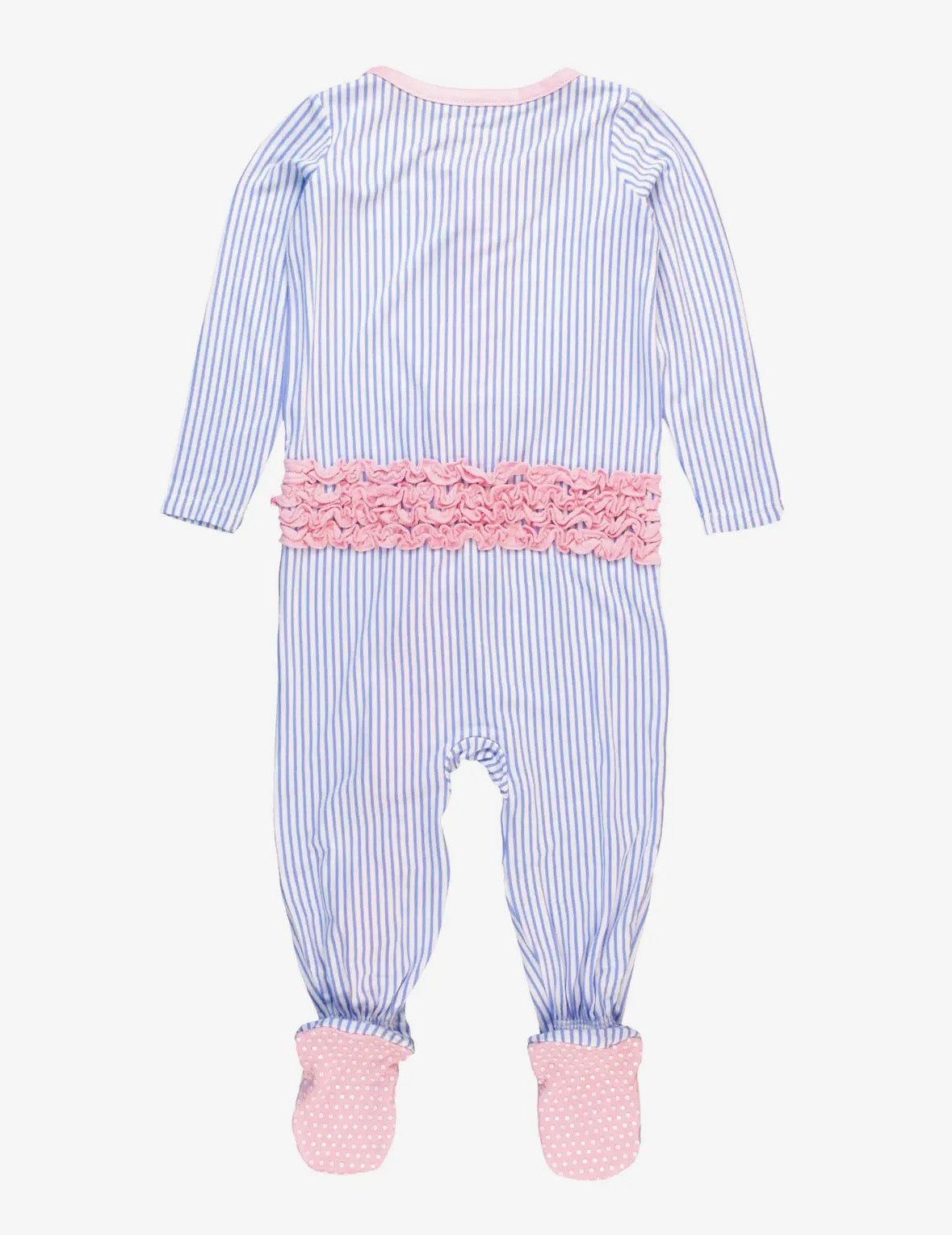 Baby Girl Bamboo Stripped Footed Ruffle Zippy