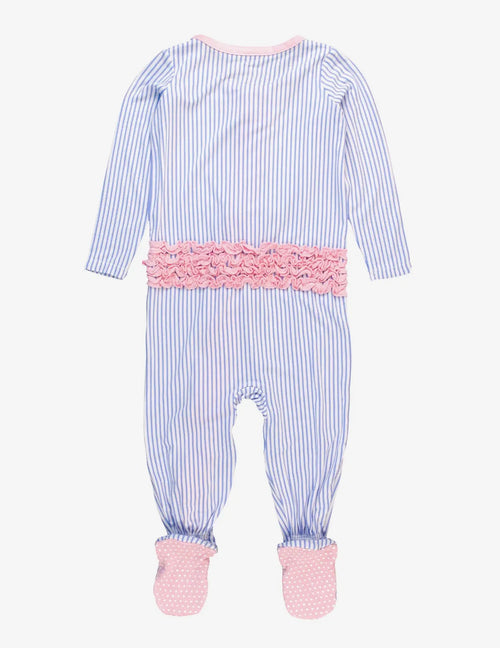 Baby Girl Bamboo Stripped Footed Ruffle Zippy