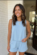 Stitched Detailed Loose Tank Top 2pc Set