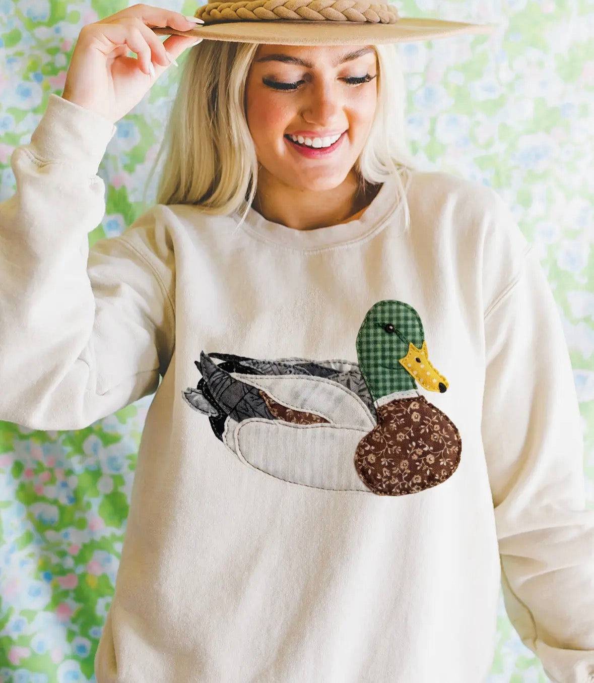 Granny’s Faux Patchwork Mallard Duck-Sweatshirt or T-shirt