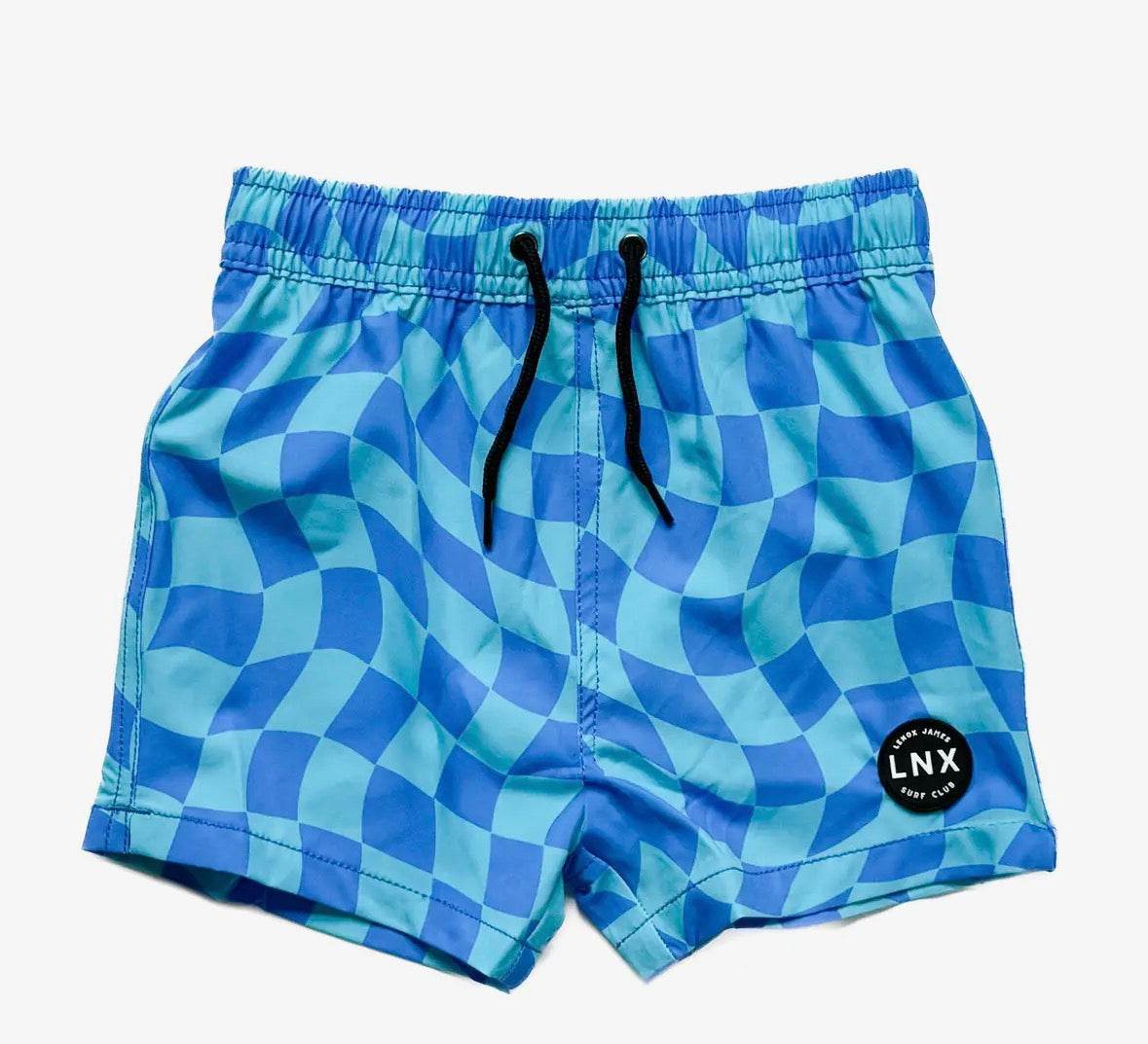 Little Boy Wavy Check Swim Trunks